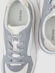 Reiss Dusty Blue/White Cast Bonded-Leather Chunky Sole Trainers - Image 5 of 5