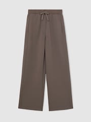 Marrón topo - Reiss Laney Premium Interlock Wide-Leg Joggers - Imagen 2 de 7