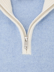 Reiss Mist Blue Carnellis 9-13 yrs Half-Zip Contrast Knitted Jumper with Wool - Image 4 of 4