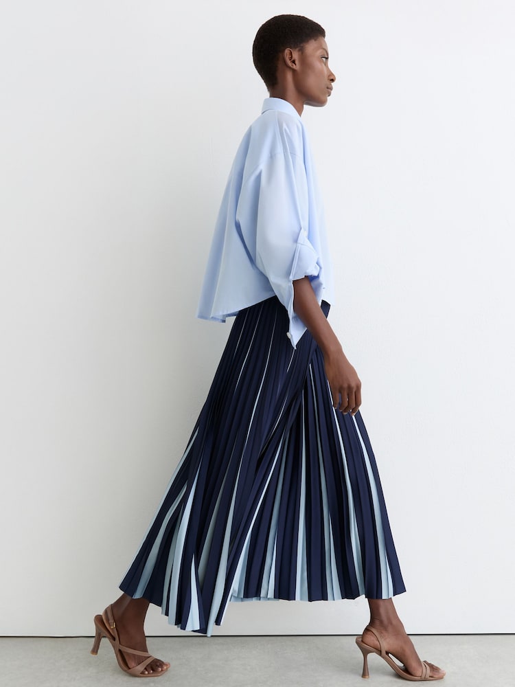 Reiss Navy/Pale Blue Serena Skirt - Image 1 of 7