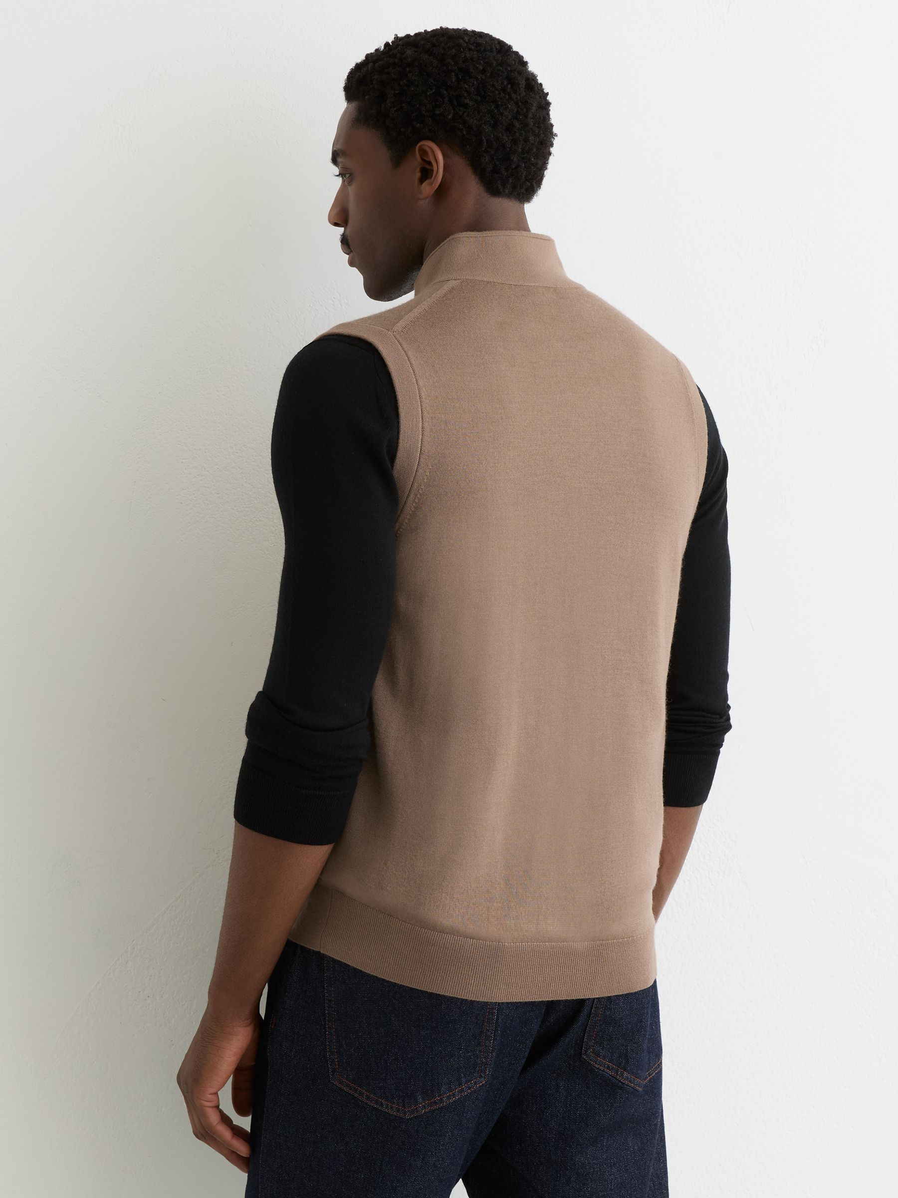 Buy Reiss Camel Brown Leeds Wool Zip-Through Gilet from the Next