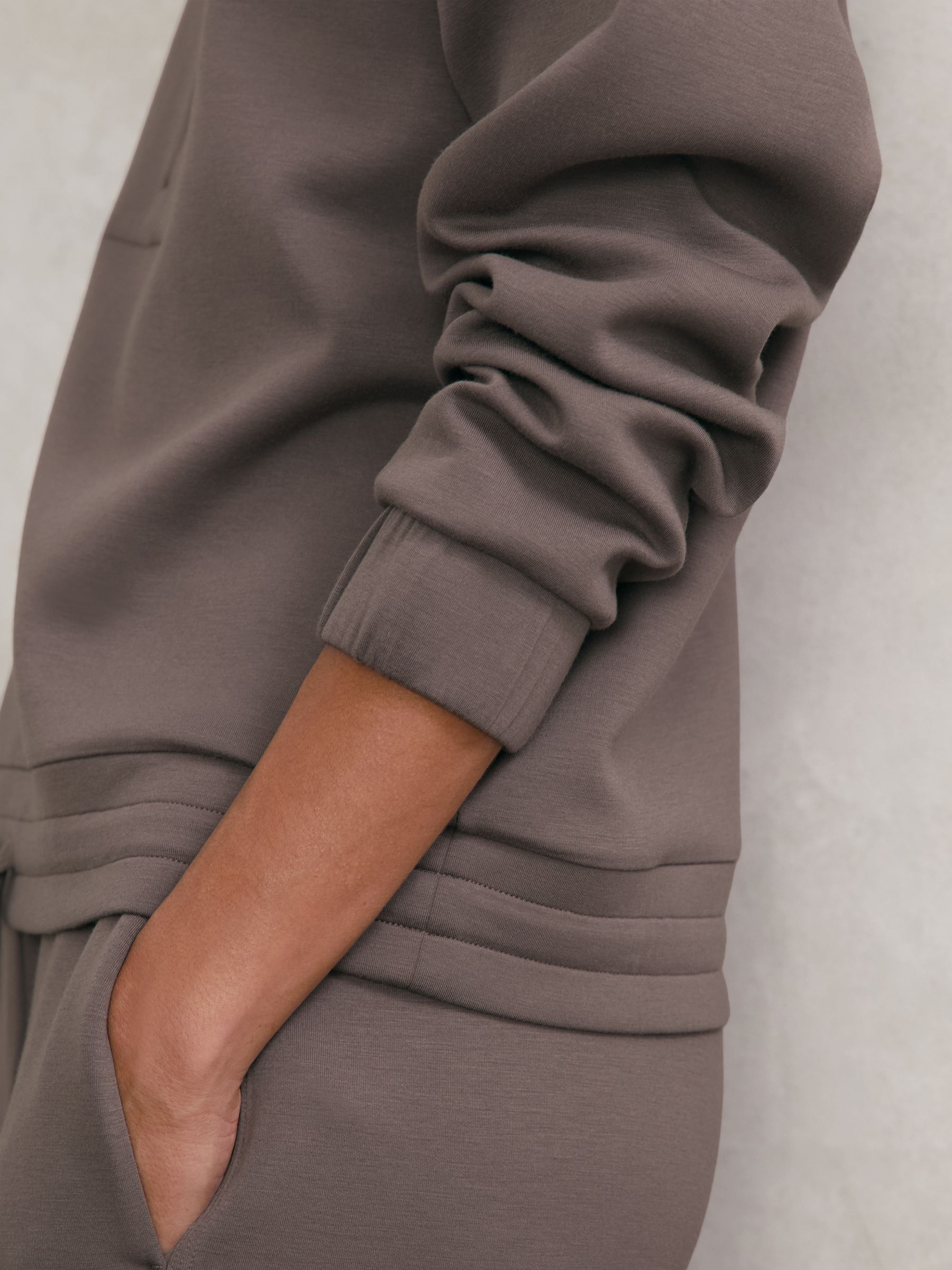 Buy Reiss Taupe Brown Laney Premium Interlock Half-Zip Sweatshirt