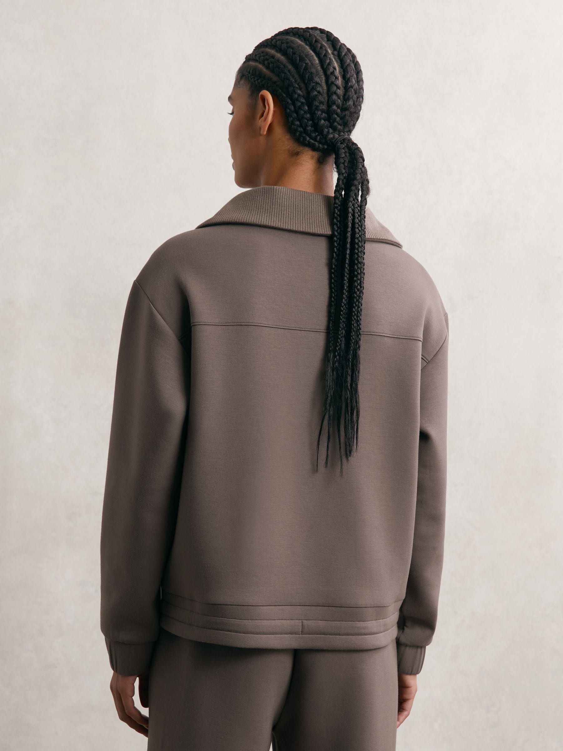 Buy Reiss Taupe Brown Laney Premium Interlock Half-Zip Sweatshirt
