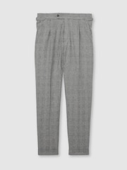 Reiss Grey Baron Wool-Blend Check Tapered Trousers - Image 2 of 6