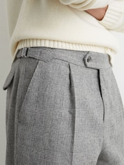 Reiss Grey Baron Wool-Blend Check Tapered Trousers - Image 3 of 6
