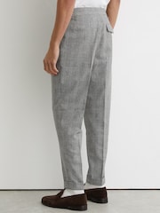 Reiss Grey Baron Wool-Blend Check Tapered Trousers - Image 5 of 6
