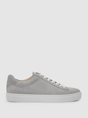 Reiss Soft Grey Finley Suede Suede Low-Top Trainers - Image 1 of 5