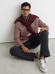 Reiss Soft Grey Finley Suede Suede Low-Top Trainers - Image 2 of 5