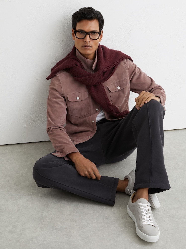 Reiss Soft Grey Finley Suede Suede Low-Top Trainers - Image 2 of 5