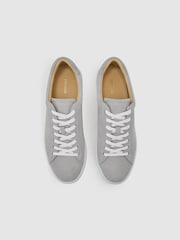 Reiss Soft Grey Finley Suede Suede Low-Top Trainers - Image 3 of 5