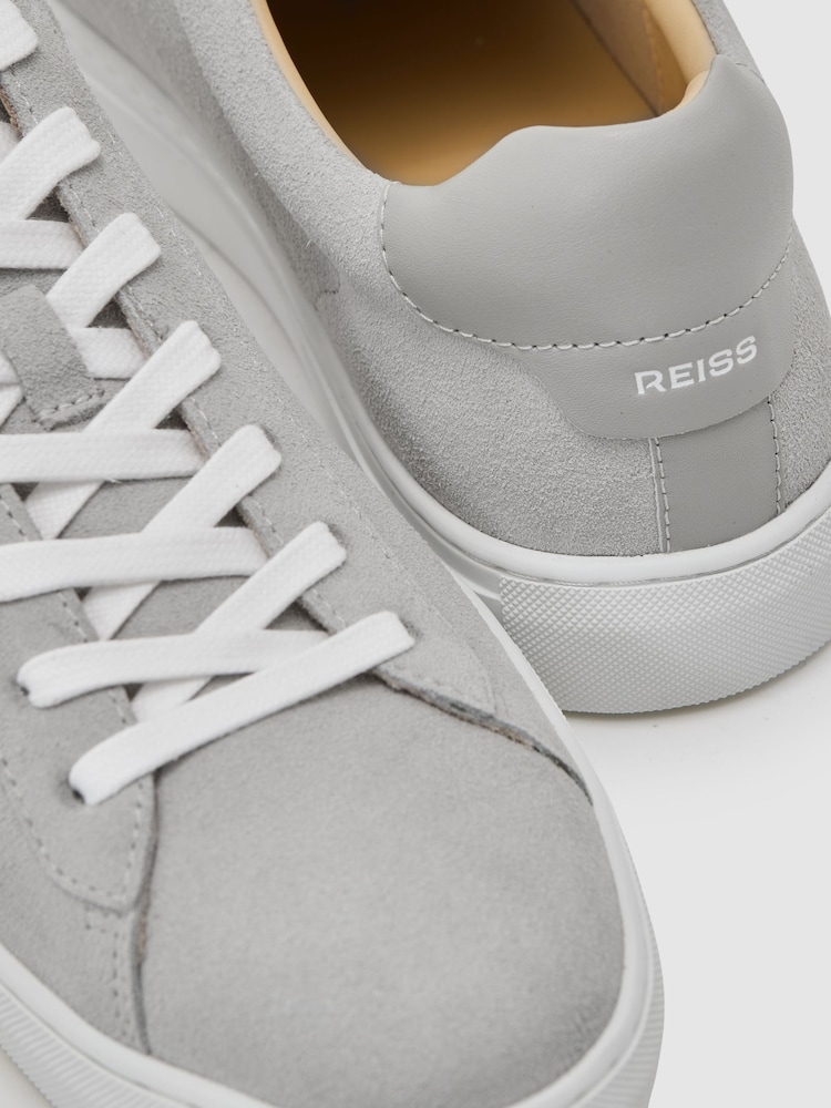 Reiss Soft Grey Finley Suede Suede Low-Top Trainers - Image 5 of 5