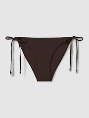 Reiss Chocolate Riah Side-Tie Bikini Bottoms - Image 2 of 7