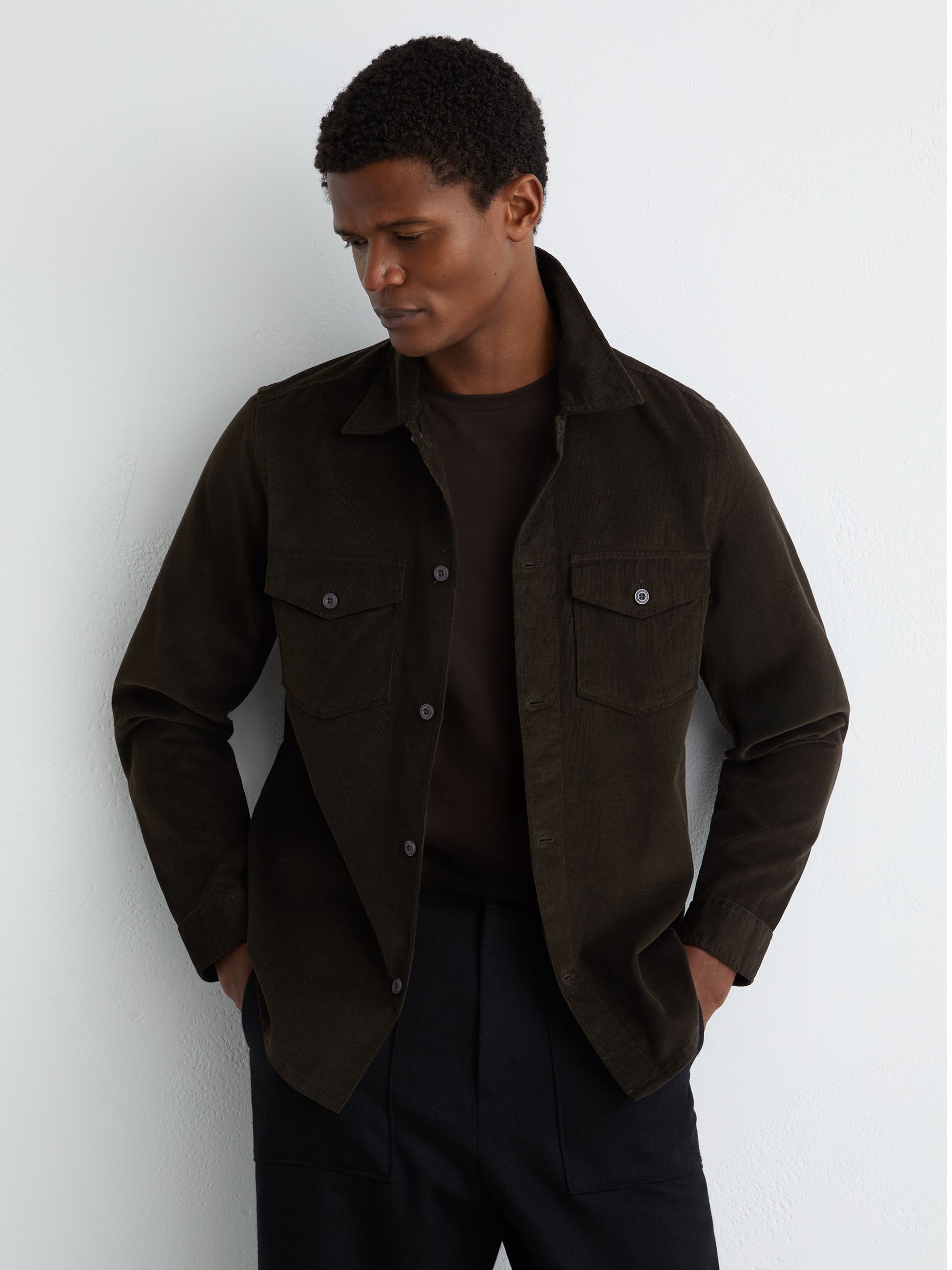 Buy Reiss Dark Green Kai Corduroy Twin-Pocket Overshirt from Next USA