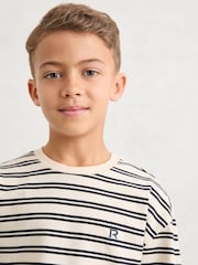 Reiss Navy/White Marley 9-13 yrs Cotton Stripe Long-Sleeve T-Shirt - Image 1 of 5