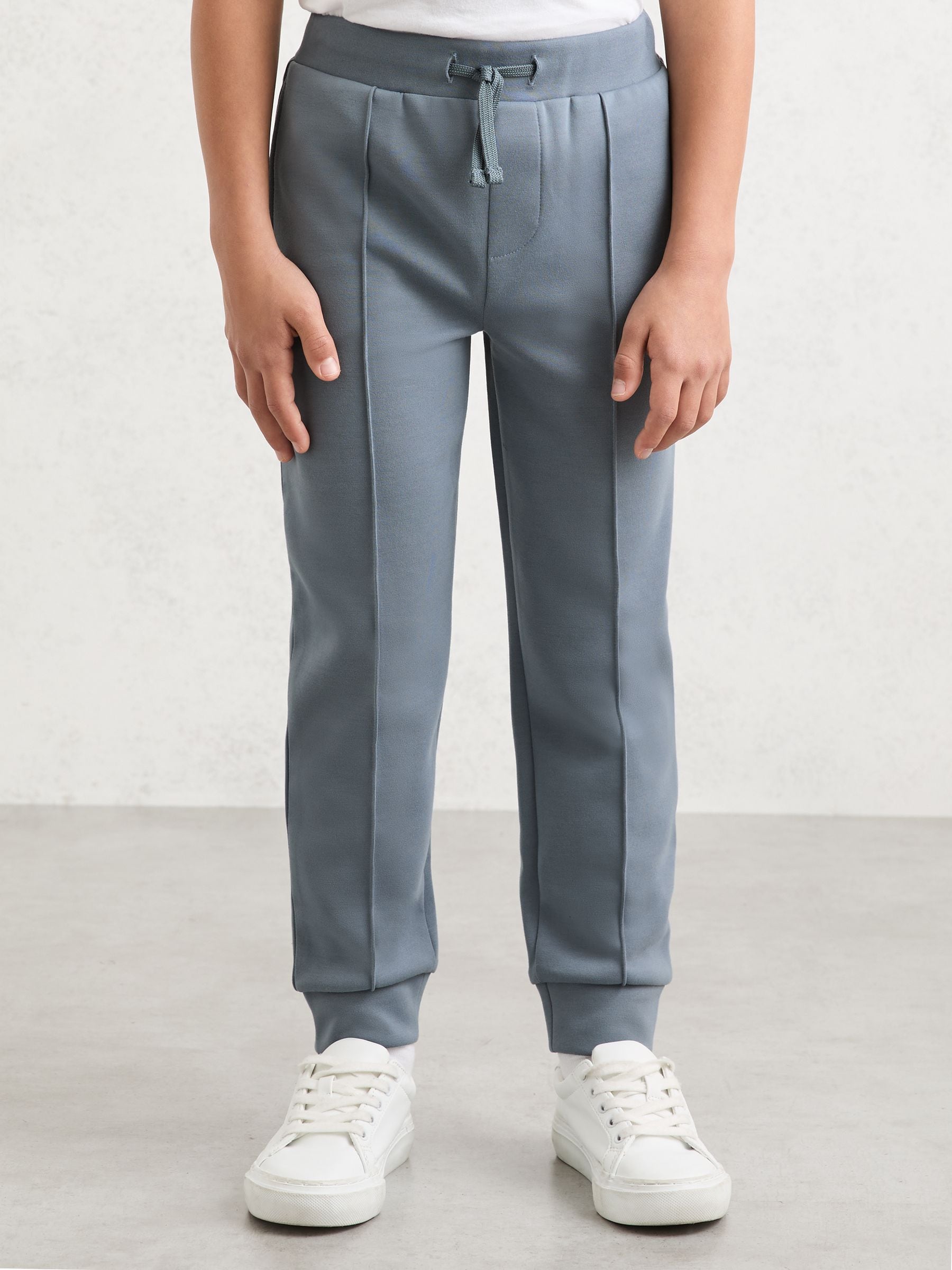 Reiss Airforce Blue Interlock Drawstring Joggers In Gray