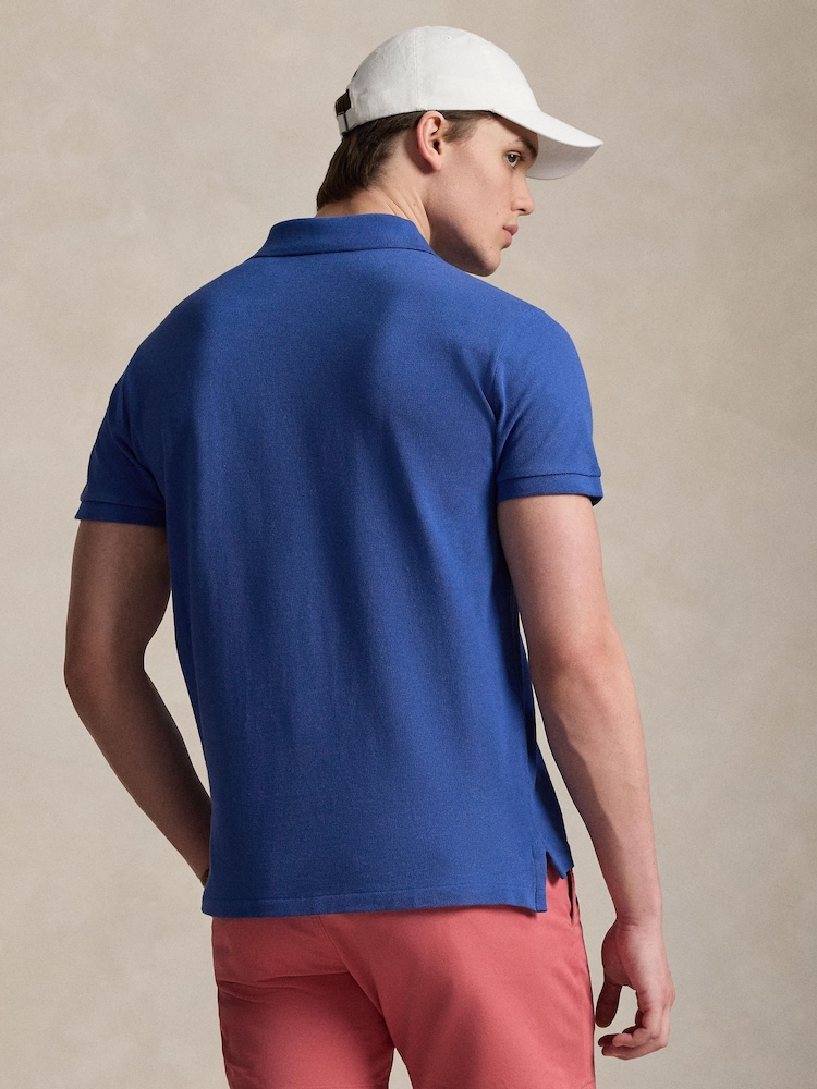 Polo Ralph Lauren Dusty Azure Blue Custom Fit Pique Polo Shirt - Image 2 of 4