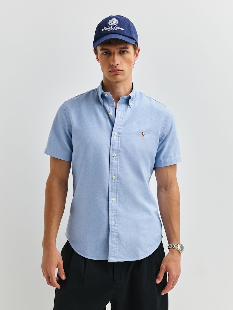Polo Ralph Lauren Light Blue Custom Fit Short Sleeve Oxford Shirt - Image 1 of 7