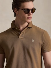 Polo Ralph Lauren Brown Custom Fit Pique Polo Shirt - Image 4 of 4