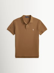 Polo Ralph Lauren Brown Custom Fit Pique Polo Shirt - Image 5 of 5
