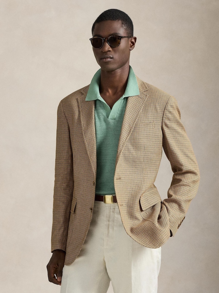 Polo Ralph Lauren Faded Mint Cotton Linen Knit Polo Shirt - Image 1 of 10