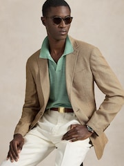 Polo Ralph Lauren Faded Mint Cotton Linen Knit Polo Shirt - Image 6 of 10