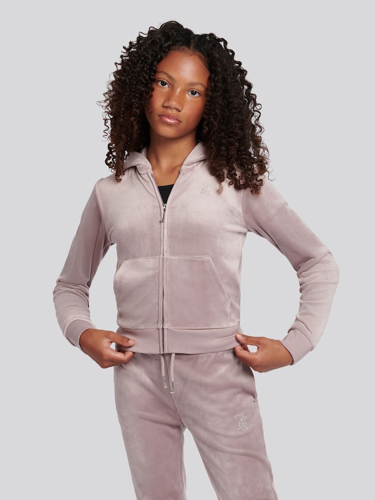 Juicy Couture Purple Diamante Zip Through Hoodie - Image 1 of 8 Juicy Couture Purple Diamante Zip Through Hoodie - Image 1 of 8