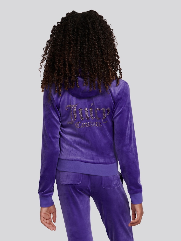 Juicy Couture Blue Diamante Zip Through Hoodie - Image 2 of 8 Juicy Couture Blue Diamante Zip Through Hoodie - Image 2 of 8
