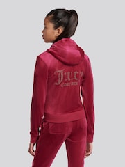 Juicy Couture Red Diamante Zip Through Hoodie - Image 3 of 8