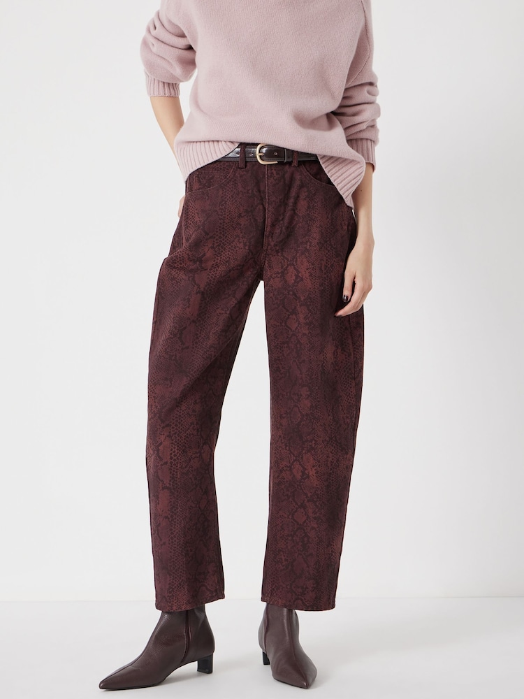 Hush Brown Cordelia Barrel Leg Snake Print Jeans - Image 1 of 4