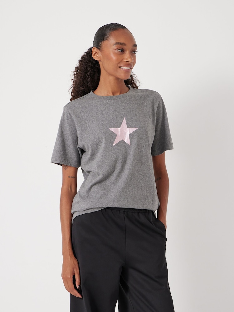 Hush Grey Metallic Star Graphic T-Shirt - Image 1 of 5