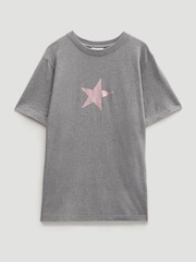 Hush Grey Metallic Star Graphic T-Shirt - Image 5 of 5