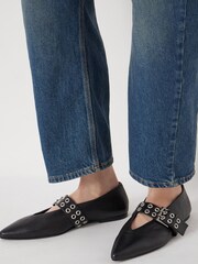 Hush Black Buckled Leather Ballerina Flats - Image 1 of 5