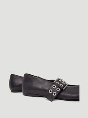 Hush Black Buckled Leather Ballerina Flats - Image 4 of 5