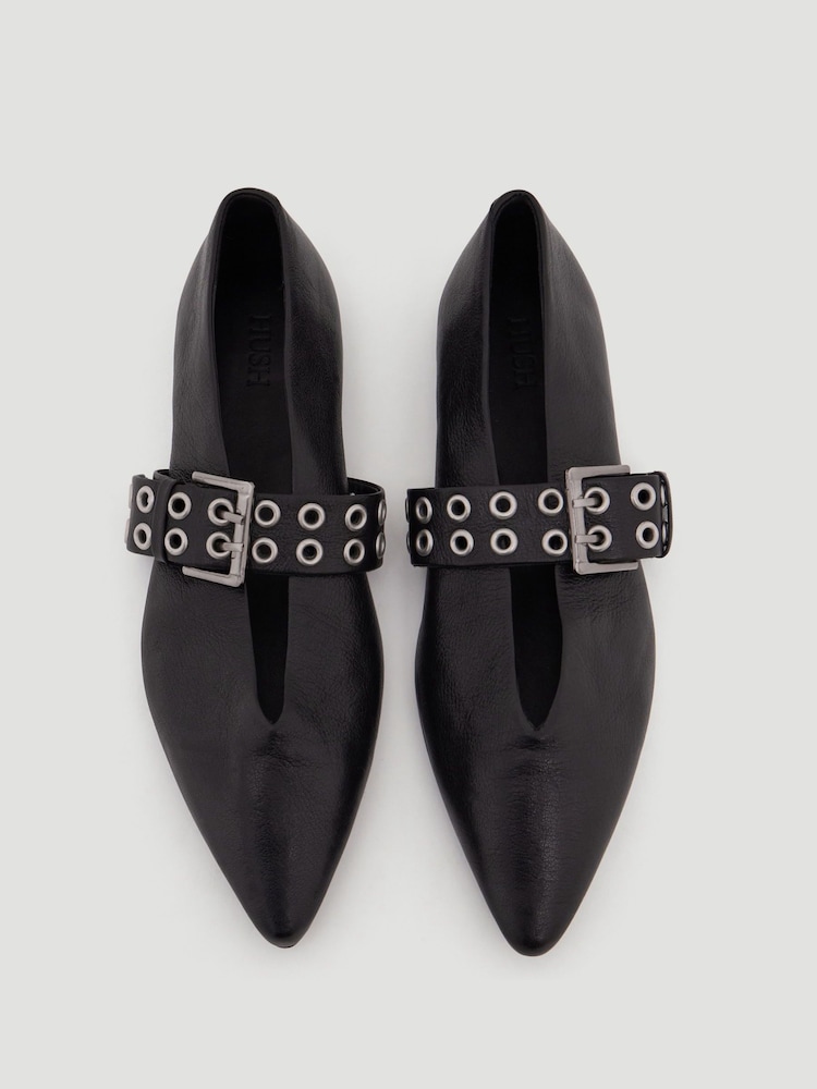Hush Black Buckled Leather Ballerina Flats - Image 5 of 5 Hush Black Buckled Leather Ballerina Flats - Image 5 of 5