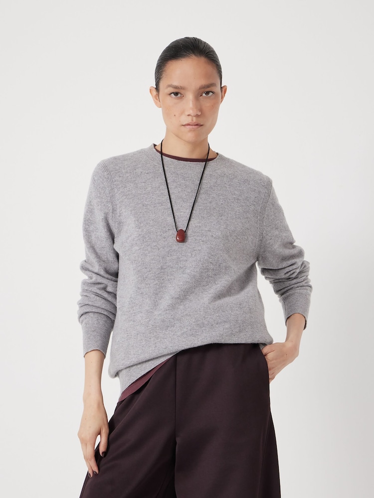 Hush Grey Ivy Fine Merino Crew Jumper - Image 1 of 5