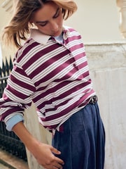 Hush Brown Striped Polo Top - Image 1 of 8