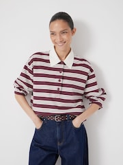 Hush Brown Striped Polo Top - Image 6 of 8