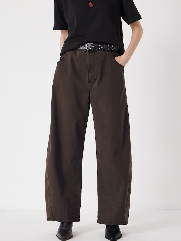 Hush Brown Bree Barrel Trousers - Image 1 of 6 Hush Brown Bree Barrel Trousers - Image 1 of 6