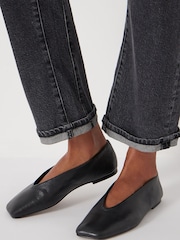 Hush Black Asymmetric Leather Ballet Flats - Image 1 of 5
