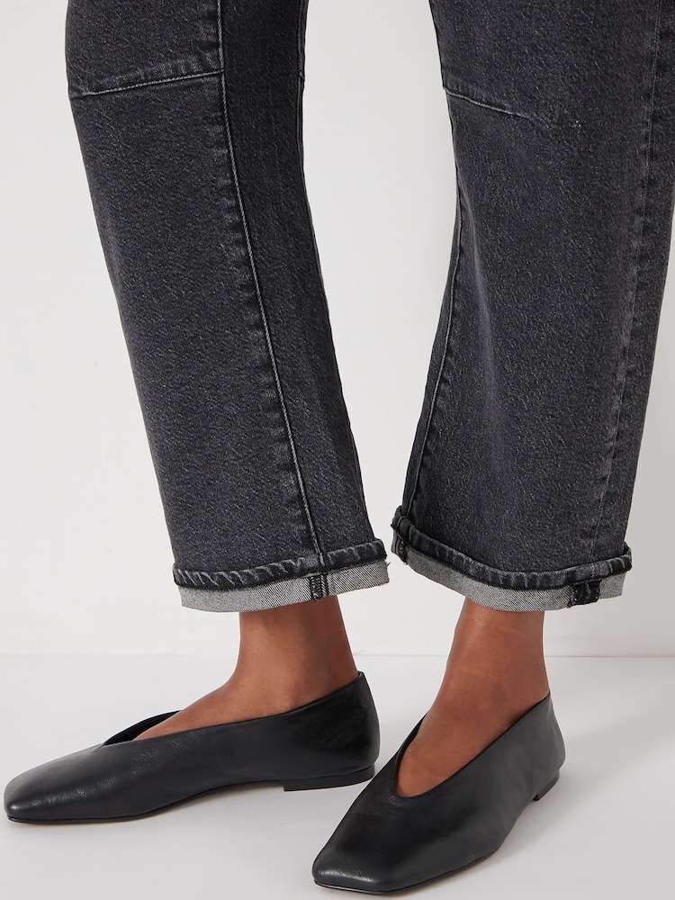 Hush Black Asymmetric Leather Ballet Flats - Image 2 of 5
