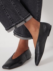 Hush Black Asymmetric Leather Ballet Flats - Image 3 of 5