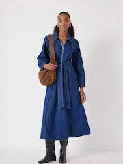 Hush Blue Denim Long Sleeve Midi Dress - Image 1 of 6