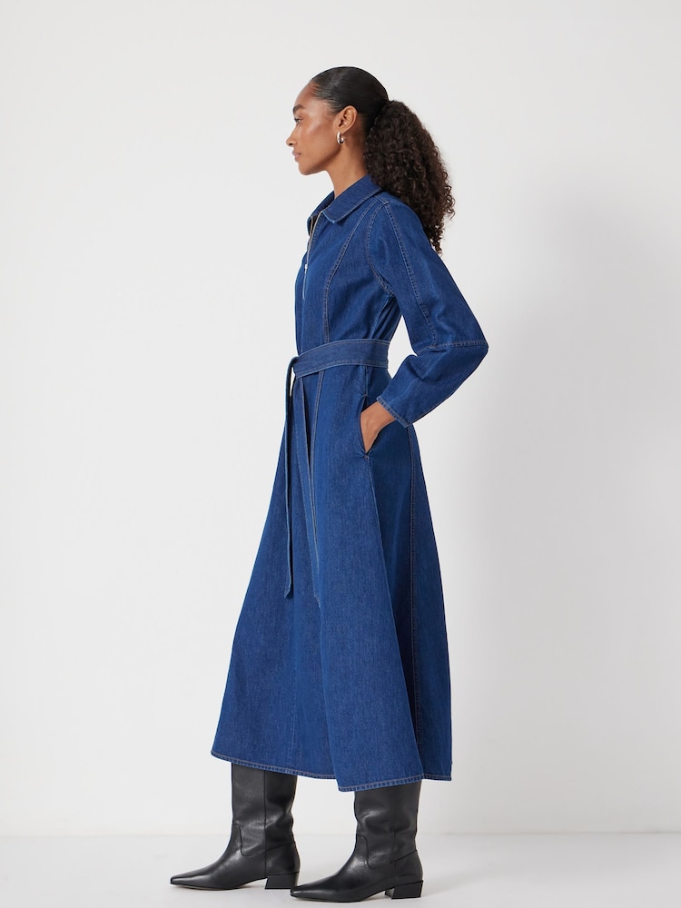 Buy Hush Blue Denim Long Sleeve Midi Dress from Next USA