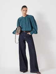 Hush Green Puff Sleeve Blouse - Image 2 of 5