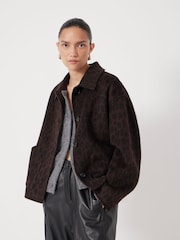 Hush Brown Pure Wool Leopard Double Faced Jacket - Image 1 of 6