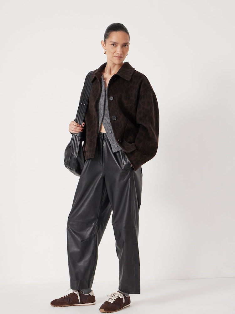Hush Brown Pure Wool Leopard Double Faced Jacket - Image 2 of 6