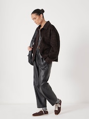 Hush Brown Pure Wool Leopard Double Faced Jacket - Image 3 of 6