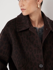 Hush Brown Pure Wool Leopard Double Faced Jacket - Image 5 of 6
