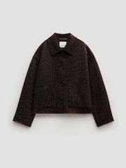 Hush Brown Pure Wool Leopard Double Faced Jacket - Image 6 of 6