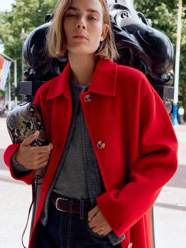 Buy Hush Red Edie Pure Wool Double Faced Coat from the Next UK